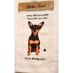 Kitchen Tea Towel Black Chihuahua I'm Watching You